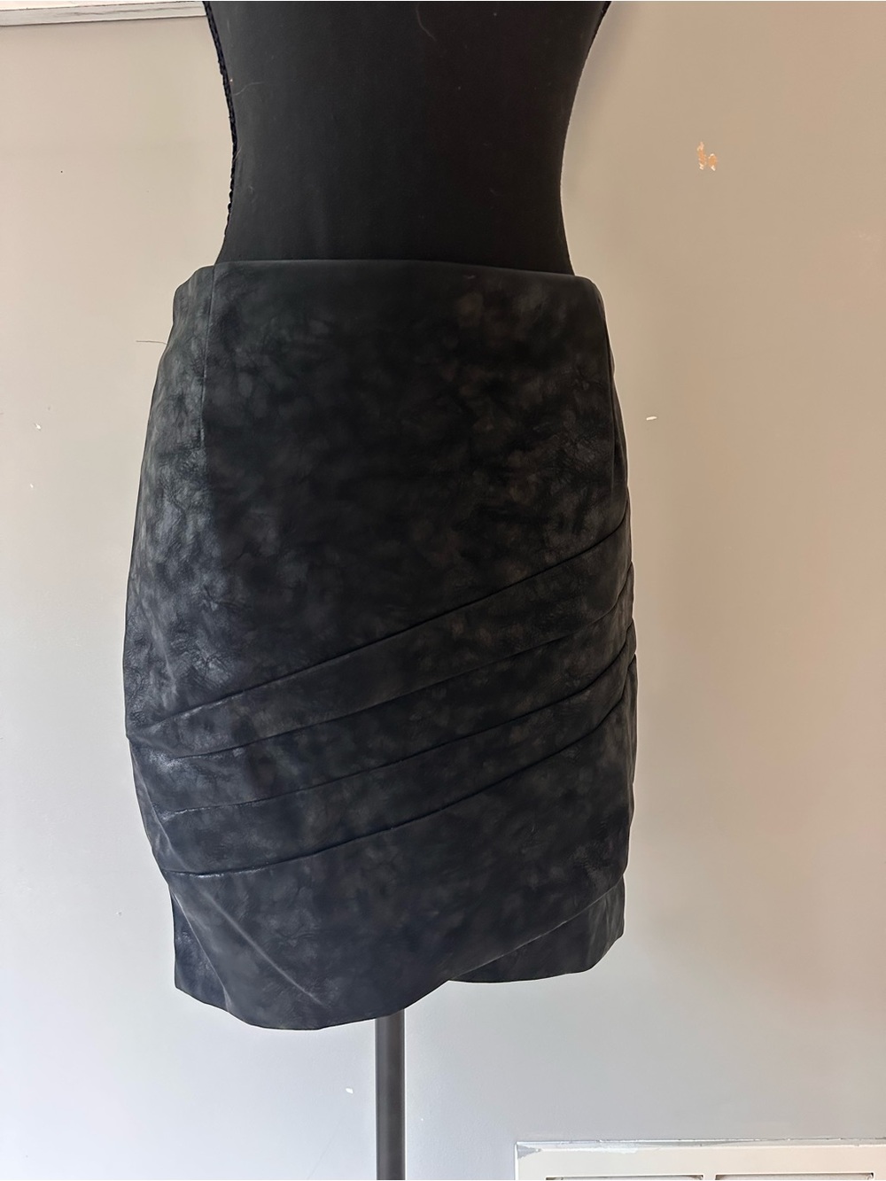Guess Black Faux Leather Paneled Mini Skirt